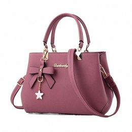 elegant Women Menger Bags with fr pendant Office Ladies Totes Pure Handbag for female Crossbody Shoulder Bags e7Fx#