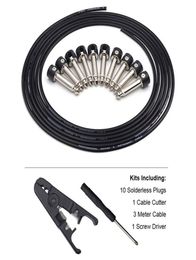 Solderless Connections Design Guitar Cable DIY Guitar Pedal Patch Cable kit 10 Solderless Black Cap Plug 3M Cable and Cutter7049173