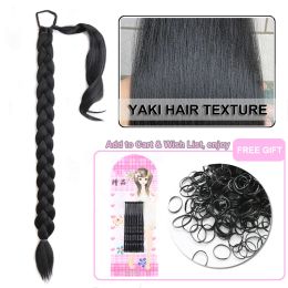 34Inch Synthetic Braided Ponytail Extensions Black Brown Blonde Hairpiece Pony Tail With Hair Tie For Women Fake Hair Extensions