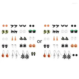 Dangle Earrings 20 Pairs Halloween Earring Set Bat Web Skeleton Pumpkin Lamp For Cross Pendant Ear Studs Jewellery W