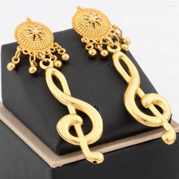 Necklace Earrings Set Gold Plated Drop Small Note Pendant Tassel For Women Girls Exquisite Non-fading High-Quality Jewellery Accessory