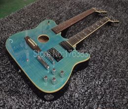 Ultimate Custom 1958 Slash Signed Crossroads Double Neck Green Flame Maple Top Electric Guitar Acoustic Guitar Dark Black Back3652062