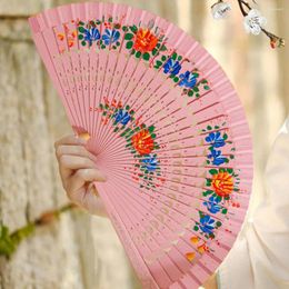 Decorative Figurines Dancing Fan Stamping Process Printing Wood Spanish Hand Double-sided Lightweight Folding Daily Use