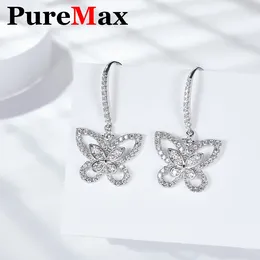 Stud Earrings PureMax 925 Silver Premium Butterfly Full Moissanite Earring For Women Luxury Party Engagement Jewelry With GRA