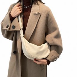 trendy Vintage For Girls Solid Nyl Handbag Single Shoulder Bags Crossbody Bag Korean Dumpling Bags Women Menger Bags e70H#