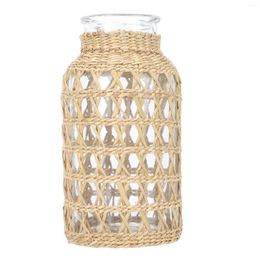 Vases Rattan Glass Vase Flower Wicker Decorative Crystal Decorations For Home Porcelain