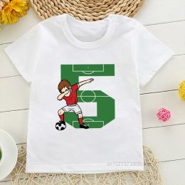 New Boys 1-10th Birthday Green Number T-shirts Kid Dab Footballer Graphic Print Short Sleeve Clothing Children Football Tops