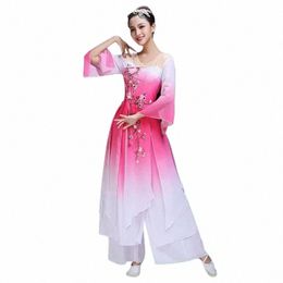 hanfu women classical dance performance female ethnic Jiangnan umbrella dance fan dance adult female Yangko dr l1Vz#