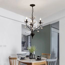 Modern LED Crystal Chandeliers For Living Dining Bedroom Kitchen Pendant Lamp Lustre American Vintage Hotel Villa Hanging Lights