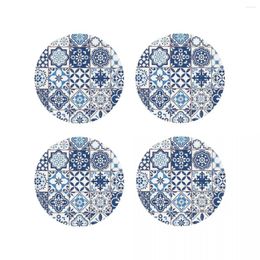 Table Mats Portuguese Azulejos Coasters Kitchen Placemats Non-slip Insulation Cup Coffee For Decor Home Tableware Pads Set Of 4