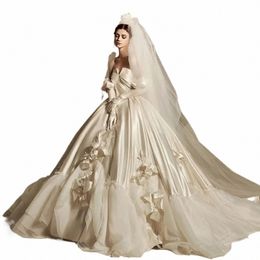 luxury Satin Bow Wedding Ball Gowns Pretty Ruffles V Neck Mesh Dubai Bridal Dres Puffy Tulle Frs Lg Wedding Party Dr o4yo#