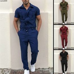 New Mens Solid Color One-piece Suit Fashion Leisure Zipper Access Control Personalized Clothes