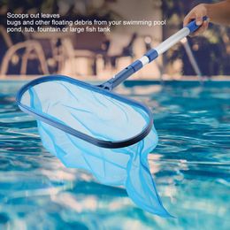 Professional Leaf Rake Deep Bag Swimming Pool Skimmer Net with Telescopic Pole Removal Leaf Rake Mesh Pool Ponds Cleaning Debris