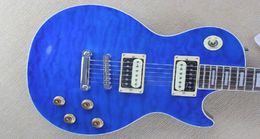 2 Guitar Factory Top Quality 2 Pickups Silvery Hardware LP Standard Blue Electric Guitar In Stock5757897