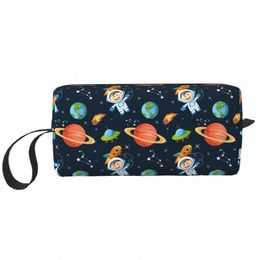 space Universe Astraut Makeup Bag for Women Travel Cosmetic Organiser Kawaii UFO Spaceship Storage Toiletry Bags m2AB#