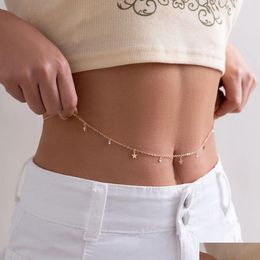 Belly Chains Boho Simple Star Zircon Waist Belt Body Chain For Women Summer Beach Bikinis Rave Festival Y2K Accessories Gif Dhgarden Dhwak