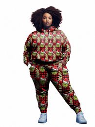 overbobo Plus Size 2 Pieces Sets Women Hoodie And Pant Print Big Size L-9XL Plus Size Women Clothes Lg Sleeve Sweatwear Outfit x3fM#