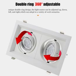 Recessed Led Spotlight Frame Aluminium DownLight Shell Gu10 Mr16 Socket Angle Rotatable Square Ceiling Lamp Stand Bracket Fitting