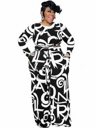 4xl 5XL Plus Size Sets Women Clothes Fi Print Top And Wide Leg Pant Suit Spring Autumn New Oversize Casual Outfits 2022 M4ly#