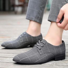 Dress Shoes Men Classic Business Man Fashion Pointed Toe Lace-Up Formal Wedding Large Size Black Lattice