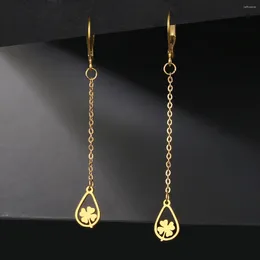 Dangle Earrings Stainless Steel 2024 Trend Classic Clover Pendant Light Luxury Chain Fashion Tassel For Women Jewelry Gifts