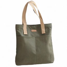 women Canvas Shoulder Bag Ladies Shop Bags Grocery High Quality Handbags Solid Colour Tote Books Bag For Girls V2WJ#