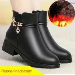 Soft Leather Women's Boots 2024 Spring Winter Thick Wool Lined Genuine Leather Woman Snow Boots Women Shoes Platform Boots