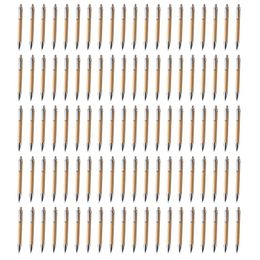 100 PcsLot Bamboo Ballpoint Pen Stylus Contact Pen Office School Supplies Pens Writing Supplies Gifts 240319