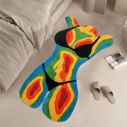 Fouldet Sexy Girl Fun Bathroom Super Soft, Fluffy, Water Absorbing Floor Mat Anti Slip Quick Drying Shower Fashionable Aesthetics Home Decoration Cute Area