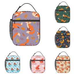 Foxes Autumn Fox Cute Orange Reusable Lunch Box For Office Work School Picnic Beach Leakproof Cooler Tote Bag Lunch Bag