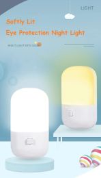 LED Night Light EU US Plug With Switch Lamp Energy Saving Nightlight Children Bedroom Bedside Lamp Hallway Stairs Light