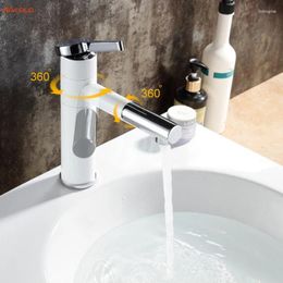 Bathroom Sink Faucets BAKALA Paint White Color Basin Faucet Mixer Tap With And Cold LT-701A