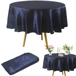 Round Tablecloth Satin Table Cloth For Christmas Home Tablecloths Table Cover Wedding Birthday Baby Shower Party Banquet Overlay