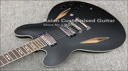 Custom Shop Dave Grohl DG335 Matte Black Semi Hollow Body Jazz Electric Guitar Guitarra Dual Diamond Holes Split Diamond White MOP4923436