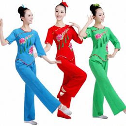 chinese style, Hanfu, Yangge, natial drum, , fan dance, dance , performance i9T0#