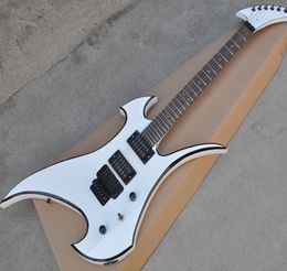 Factory Custom White Unusual Shanped Electric Guitar with Rosewood Fingerboard Tremolo System offering customized services8442245