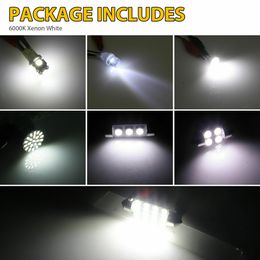 Car Interior White LED Light Mini Bulbs Kit 6000K Canbus Combo Map Trunk Dome Footwell Lamp Licence Plate Lights Bulbs