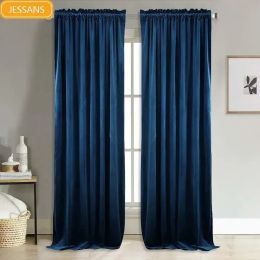 Modern Solid Velvet Blackout Curtains Custom Size Soft Comfortable Blinds Window Curtain for Living Room Bedroom dining room