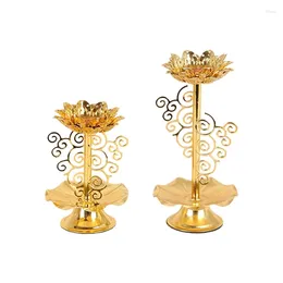 Candle Holders Coppers Butter Lamp Holder Iron Candlestick Seats Buddhist Lotuss Metal For Buddhas Gold