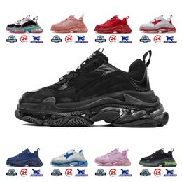 Designer 17FW Triple S Men Women Casual Shoes sneakers platform Tan clear sole black white grey red pink blue Royal Neon Green trainers sports shoe sneaker jqo