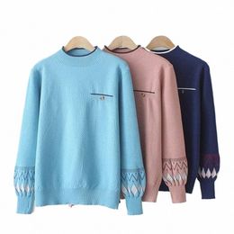 new Autumn Winter Plus Size Knit Tops For Women Large Pullover Lg Sleeve Slim Elastic Blue Turtleneck Sweater 3XL 4XL 5XL 6XL 68BG#
