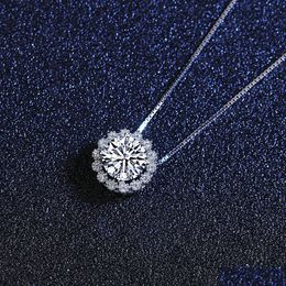 Pendant Necklaces European Style Brand Mosan Diamond S Sier Exquisite Shiny Zircon Y Women Collar Chain Necklace Highend Jewellery Drop Dhnri