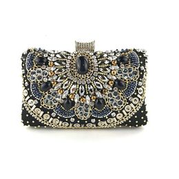 Designer Luxury fashion Diamond Clutch Bags Ethnic Style Banquet Bag Beaded with Diamond Evening Gift Bag Womens Handheld Bag Chain Box Bag