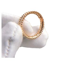 Designer Van Kaleidoscope Beaded Edge Full Diamond Ring Female V Gold Thickness 18K High Grade Shining Sky Star Mens and Womens Rings 7X78