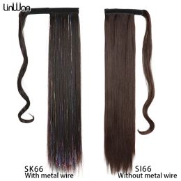 22 -дюймовые длинные прямые синтетические наращивания волос Оберните волосы хвости