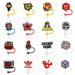 movie cartoon straw toppers cover cap charms decoration straw silicone dust plug for tumbler