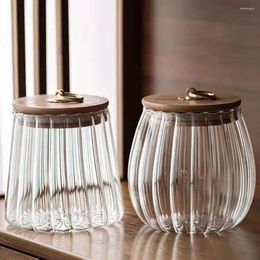 Storage Bottles Striped Glass Canister Airtight Sealed Jars Large Capacity Transparent Seasoning Pot Spice Jar Coffee Beans