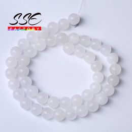 A+ Natural White jades Quartz Stone Beads Round Loose Spacers Beads For Jewelry Making DIY Bracelets Necklaces 4 6 8 10 12 14mm