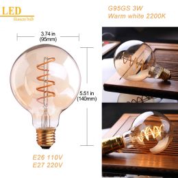 GANRILAND E26 E27 Wood Table Lamp Decor ST64 G95 3W Sprial Filament Bulbs 110V 220V Desk Bedside Lamp EU Plug Base Holder Socket