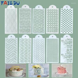 Baking Moulds FAIS DU Fondant Cake Mesh Stamps Stencils For DIY Craft Making Wedding Design Plastic Spray Template Cookie Painting Mould